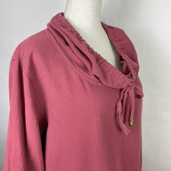 Soft Surroundings | Dark Pink Gypsy Gauze Cotton Pullover Cowl Neck Tunic Top - Picture 3 of 8